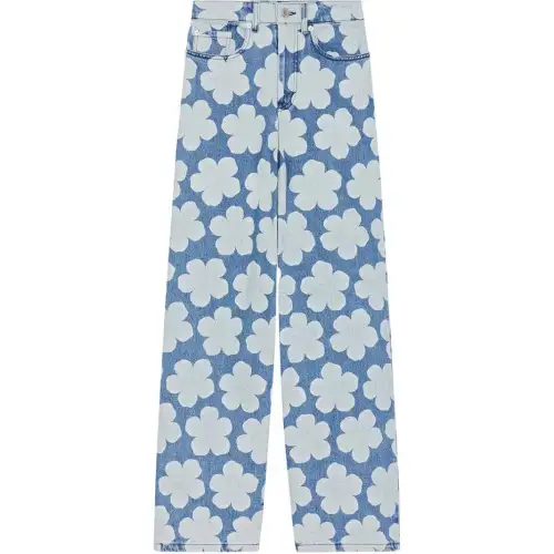 KENZO Printed Wide Leg Jeans 'Blue'