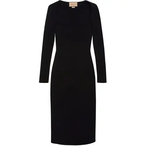 【Previous Season】sweetheart-neck knitted midi dress