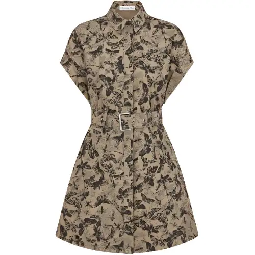 DIOR Short Sleeved Dress Women's Beige