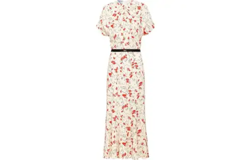 PRADA SS23 Short Sleeved Dress Women's Ecru