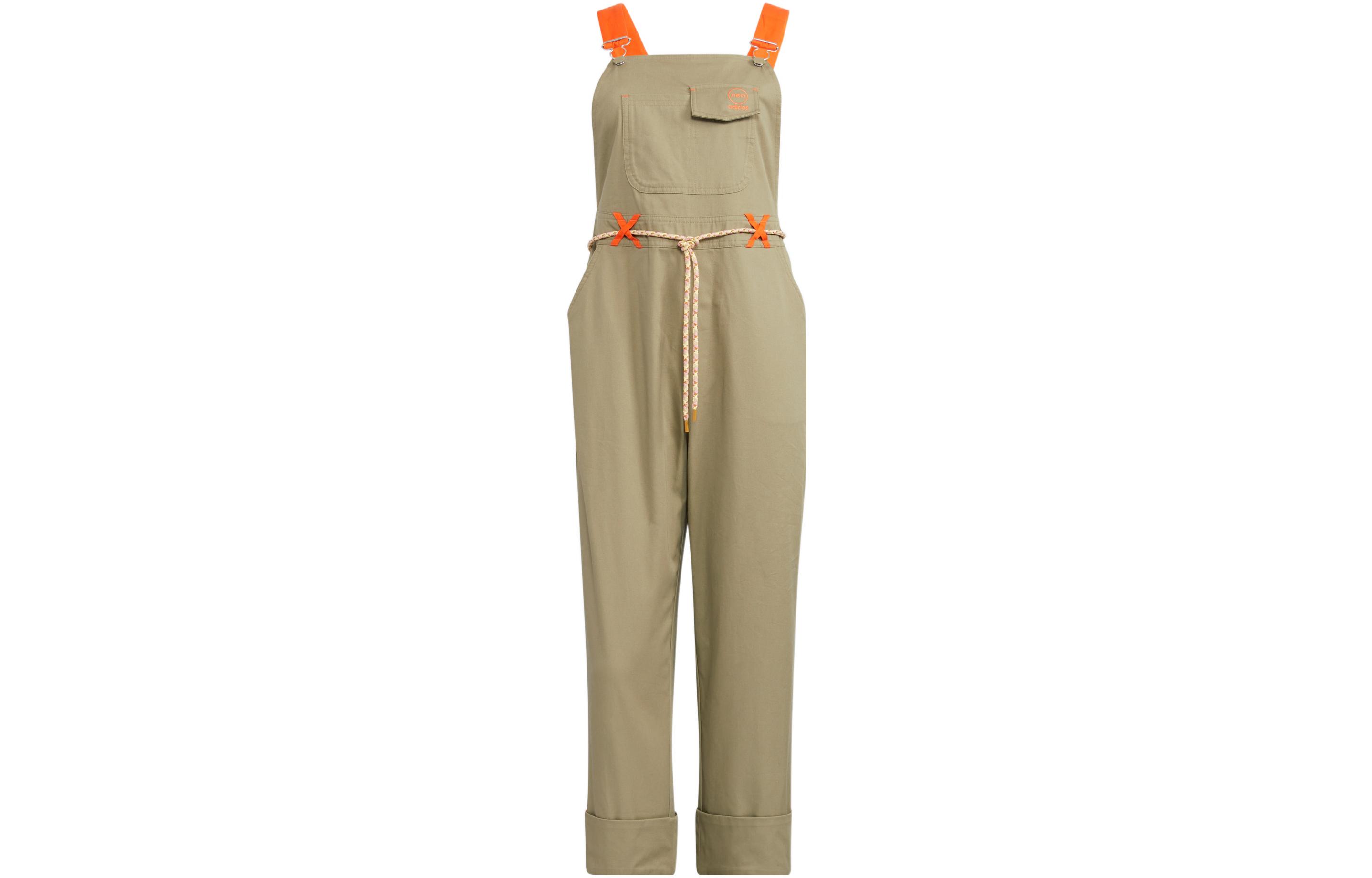 Adidas neo W Util Overall solid color X-shaped belt loop overalls women's military green