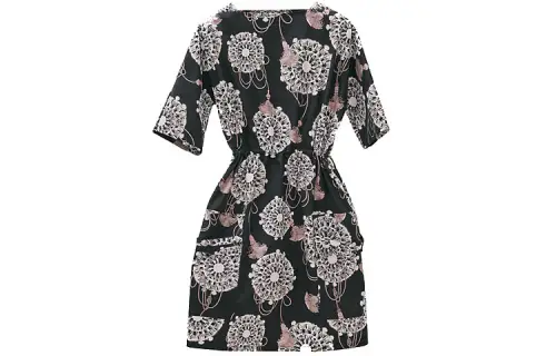 HERMES Short Sleeved Dress Women's Black