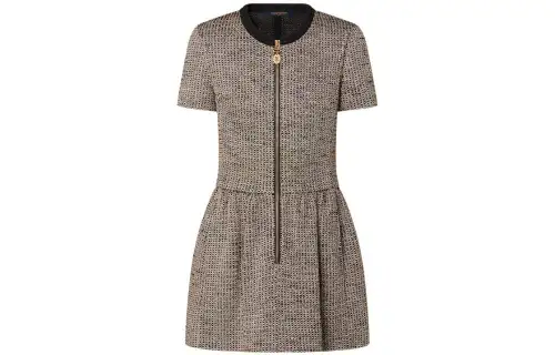 LOUIS VUITTON Zip-Up Lurex Tweed Dress