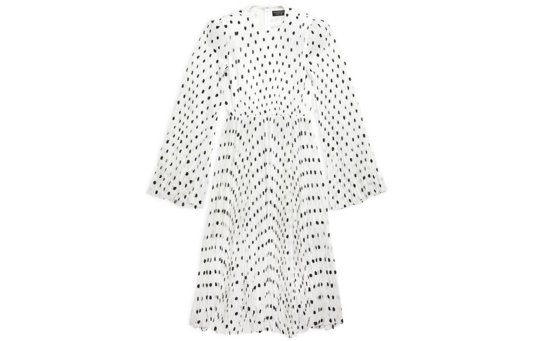 Balenciaga Women's Hand Drawn Polka Dot Pleated Dress White