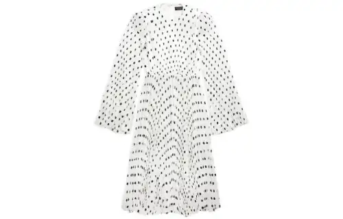 Balenciaga Women's Hand Drawn Polka Dot Pleated Dress White
