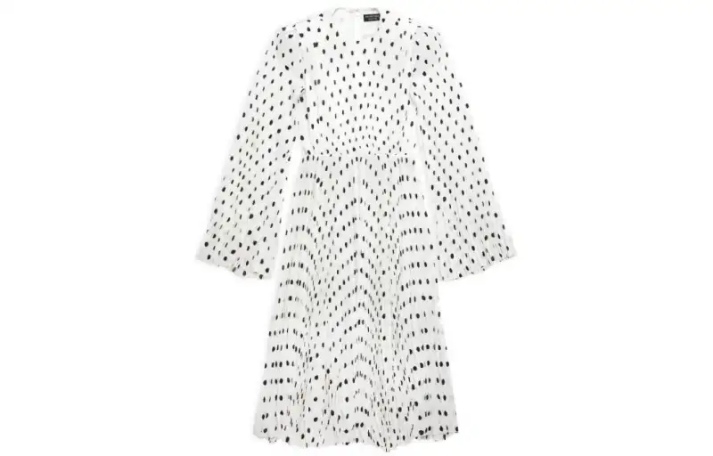Balenciaga Women's Hand Drawn Polka Dot Pleated Dress White