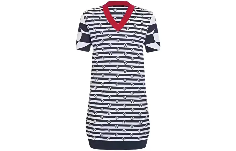 LOUIS VUITTON Short Sleeved Dress Women's Blue