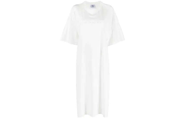 Vetements Short Sleeved Dresses Women's White Crew Neck