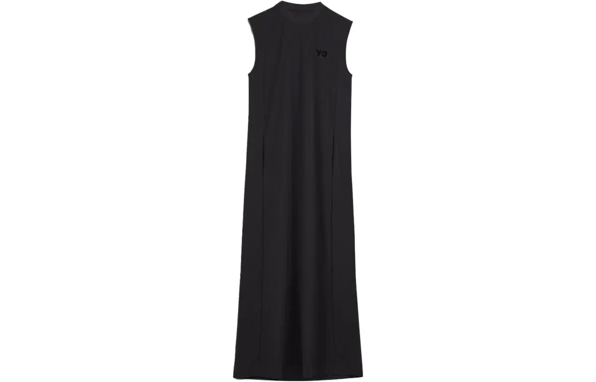 Adidas Sleeveless Dresses Women's Black Crew Neck Moderate Long Bodycon Skirt