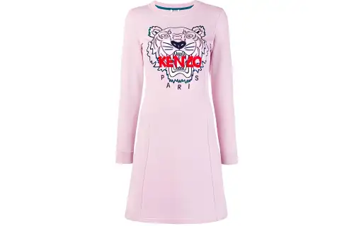 KENZO Long Sleeved Dresses Women's Pink Crew Neck Moderate