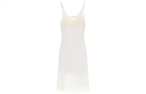 PRADA Sleeveless Dresses Women's Pearl V Neck Moderate
