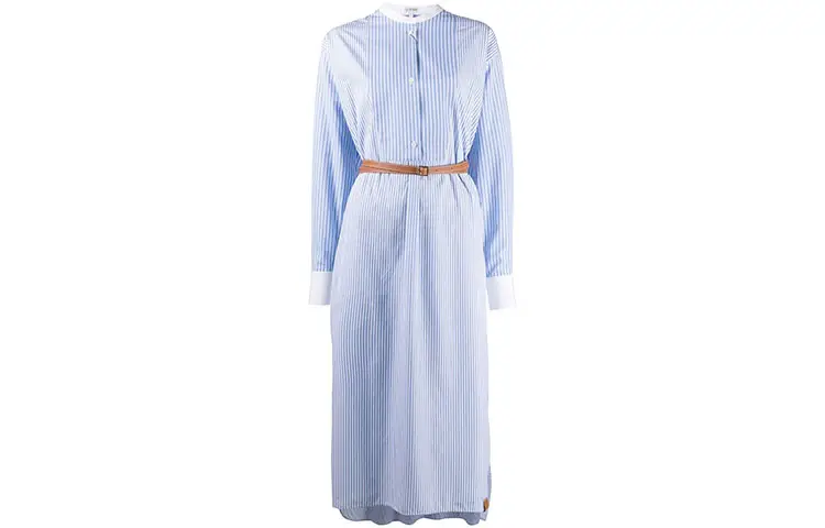 LOEWE Long Sleeved Dresses Women's Blue Crew Neck Moderate