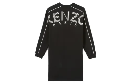 KENZO Long Sleeved Dresses Women's Black V Neck Moderate