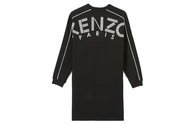 KENZO Long Sleeved Dresses Women's Black V Neck Moderate