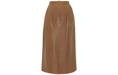 SAINT LAURENT Leather Long Skirt Women's Brown