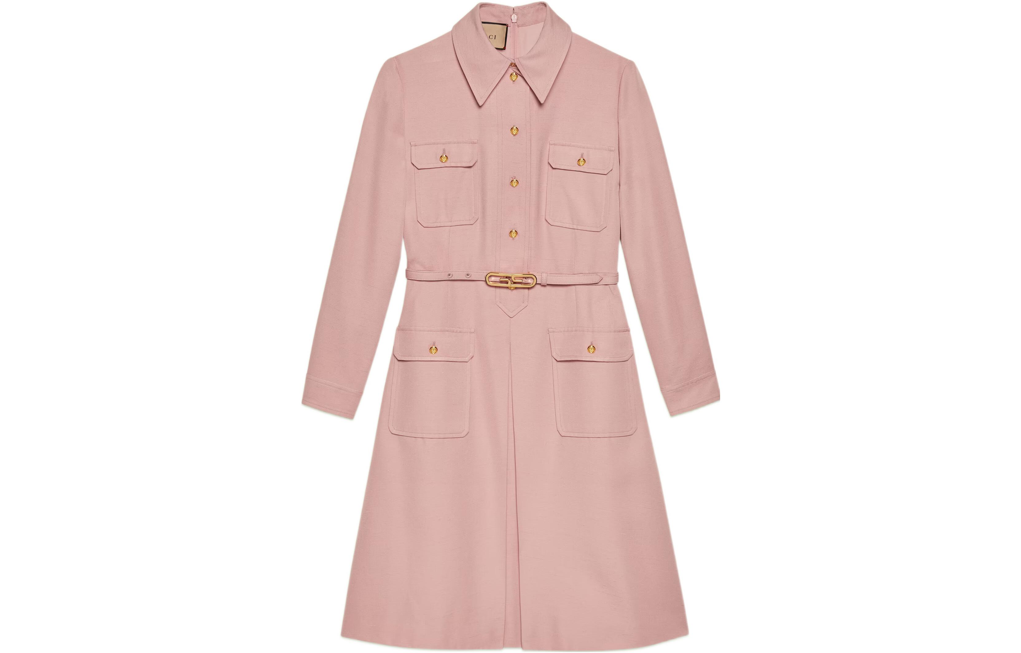 GUCCI SS22 Long Sleeved Dress Women's Pink