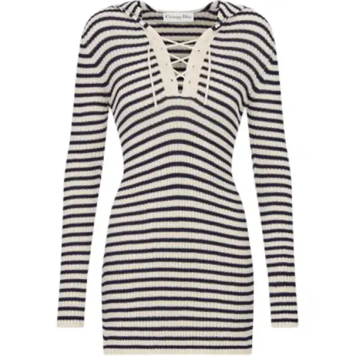 DIOR FW24 Long Sleeved Dress Women's Marine Blue
