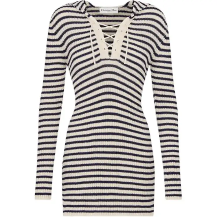DIOR FW24 Long Sleeved Dress Women's Marine Blue