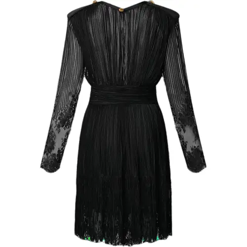 Lv Sheer Striped Floral Lace Dress