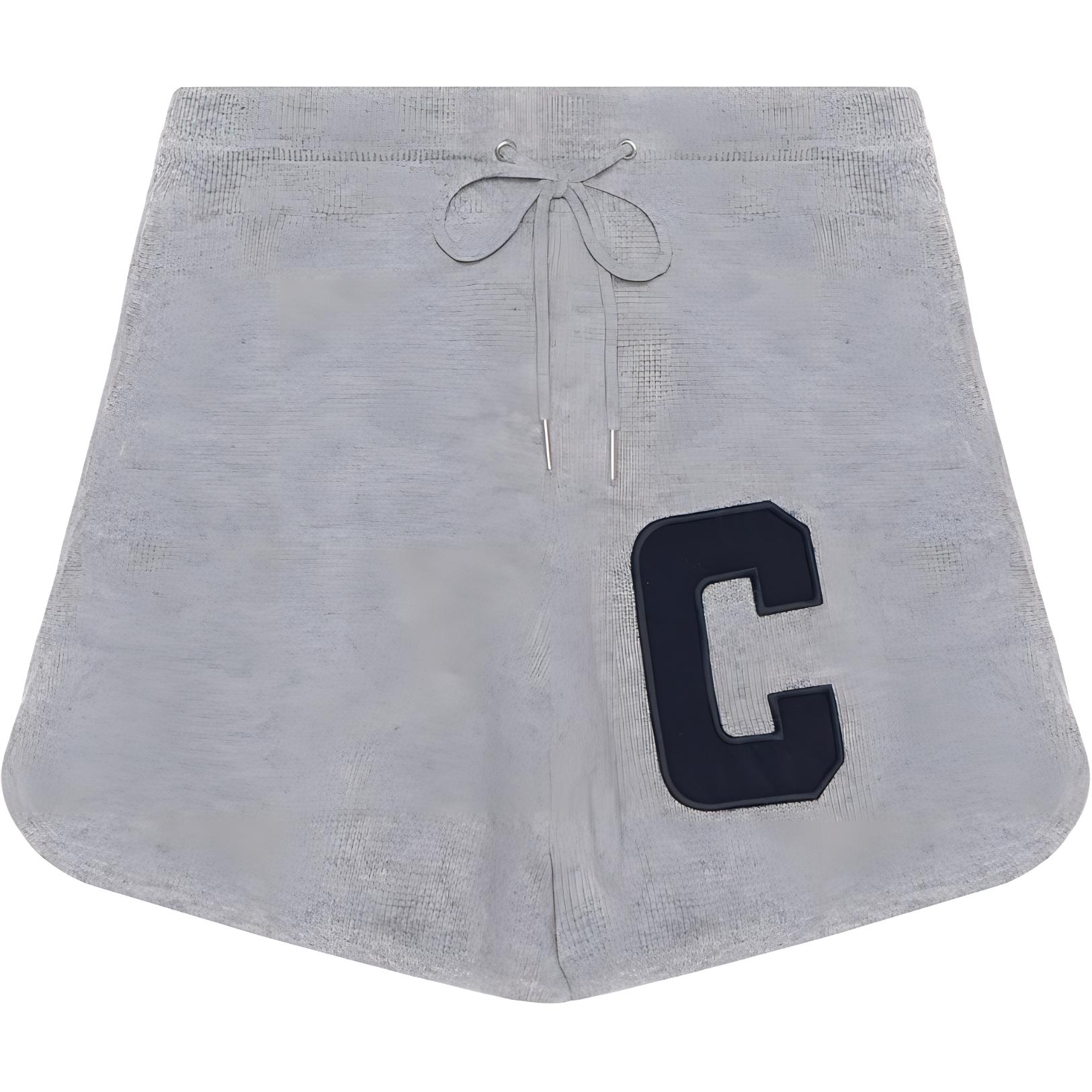CELINE Celine SS22 Solid Color Letter Logo Embroidered Drawstring Casual Shorts Women's Gray