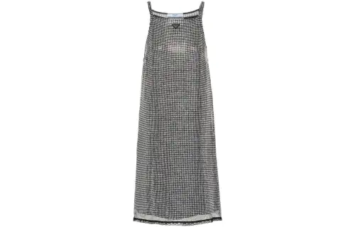 PRADA Embroidered Rhinestone Mesh Dress