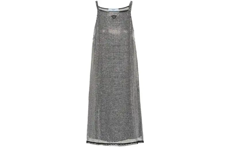 PRADA Embroidered Rhinestone Mesh Dress