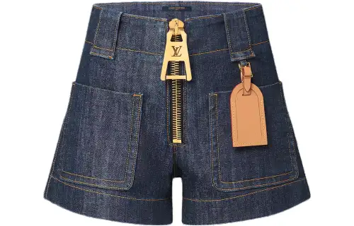 LOUIS VUITTON Xxl Zipper Denim Mini Shorts