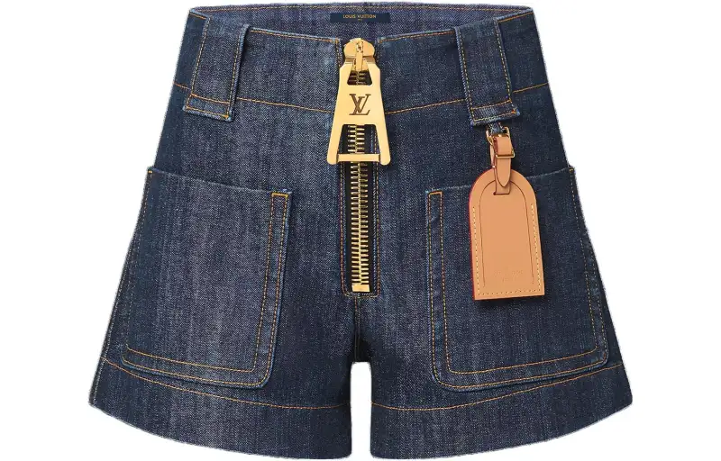 LOUIS VUITTON Xxl Zipper Denim Mini Shorts