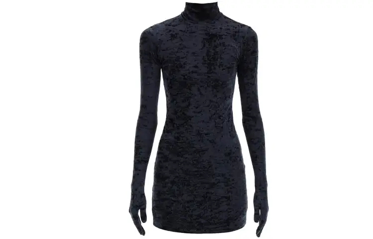 Vetements High Neck Long Sleeved Glove Dress