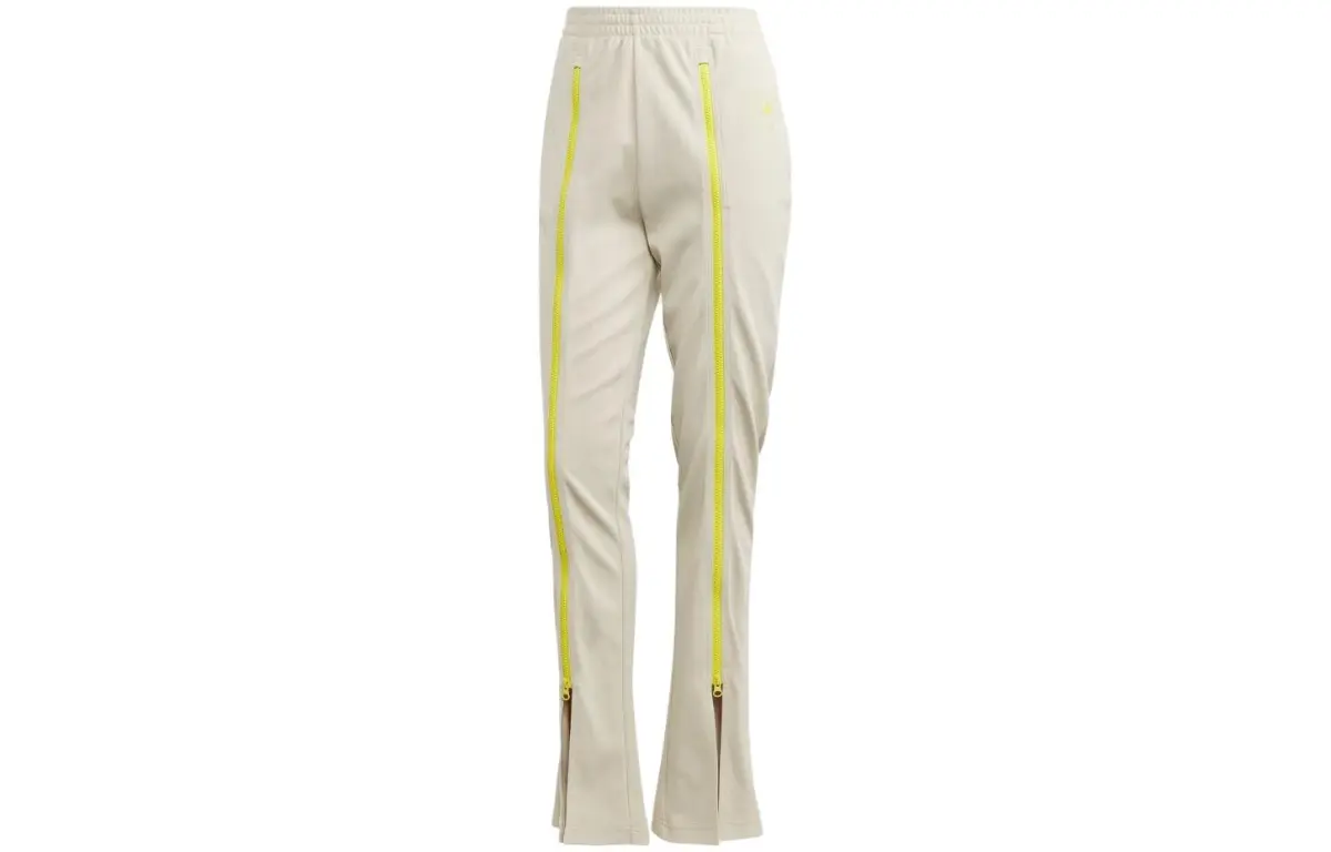 Adidas Knitted Sweatpants Women's Light Yellow Moderate Flared Pants