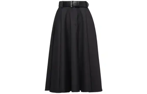 PRADA Leather Long Skirts Women's Coal Gray Moderate