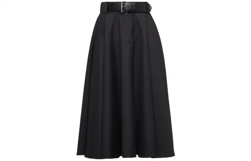 PRADA Leather Long Skirts Women's Coal Gray Moderate