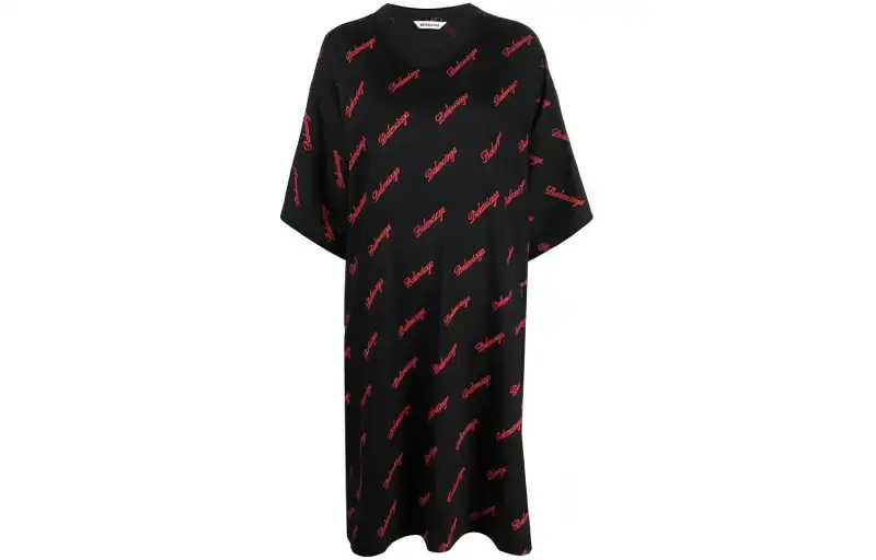 Balenciaga SS22 Short Sleeved Dress Women's Black