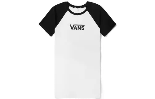 Vans Short Sleeved Dresses Women's White Crew Neck Moderate Mid Length
