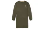 Timberland Long Sleeved Dresses Women's Army Green Crew Neck Moderate Mid Length
