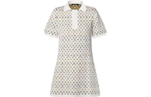 LOUIS VUITTON Python-Effect Monogram Jacquard Polo Dress