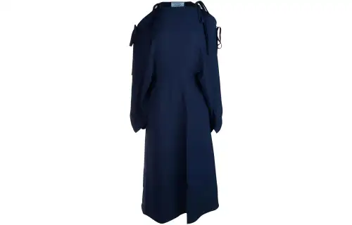 PRADA Long Sleeved Dresses Women's Blue Crew Neck Moderate