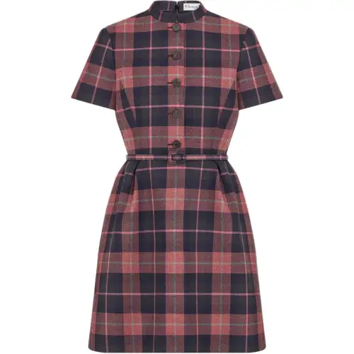 DIOR FW24 Short Sleeved Dress Women's Gray Pink Blend