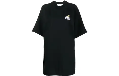 OFF WHITE Flower Arrow Snap Tee Dress Black/Multi