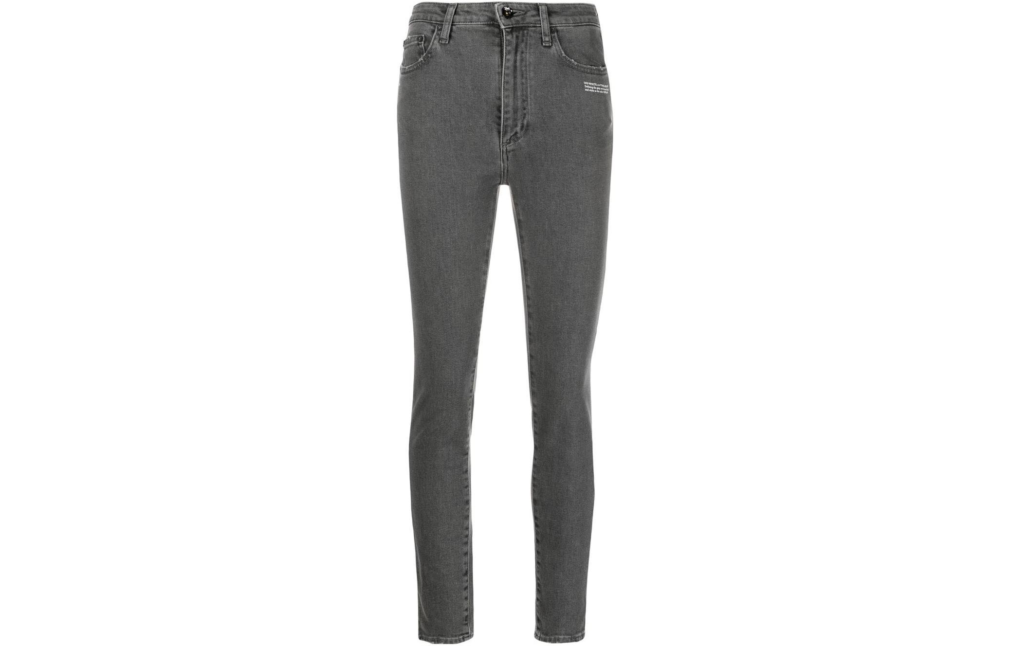 OFF WHITE Logo Printed High Waist Skinny Jeans