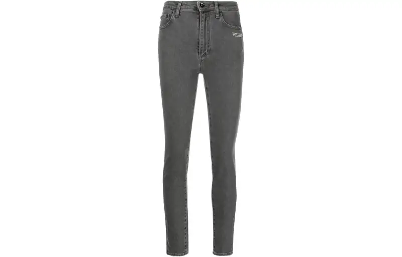 OFF WHITE Logo Printed High Waist Skinny Jeans