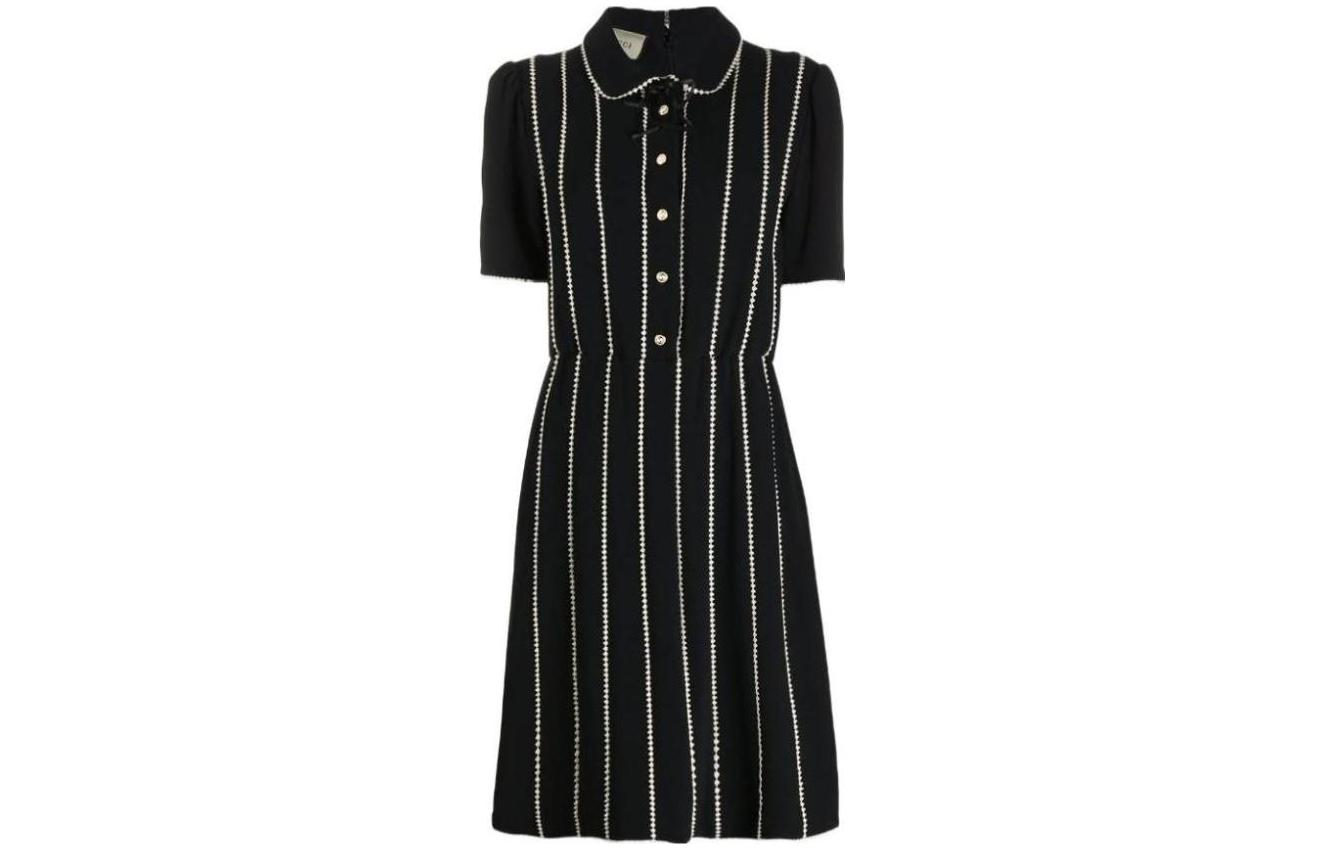 GUCCI Pre Owned 2000s Stripe Collared One Piece