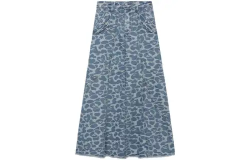 Bape Pattern Denim Long Skirt Light Indigo