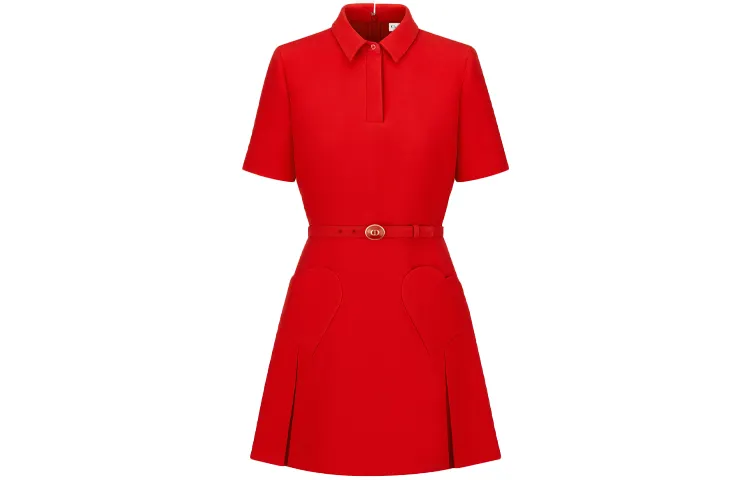 DIOR Short Sleeved Dress Women's Red