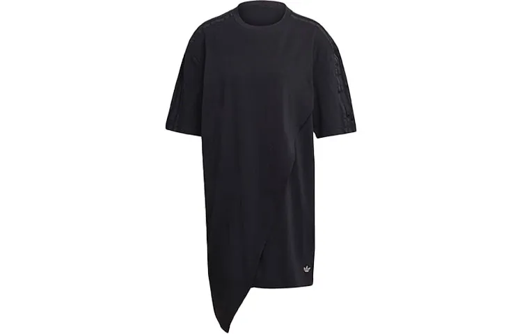 Adidas Originals Short-Sleeved Dresses Women's Black Crew Neck Moderate Short Bodycon Skirt
