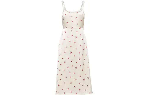MIU MIU Slip Dresses Women's White Square Collar Moderate Mid Length