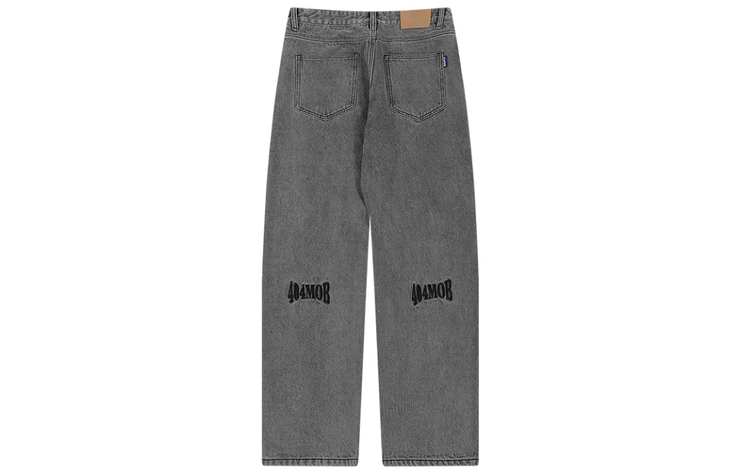 404MOB GANG Jeans Unisex Gray Moderate Straight Fit Pants