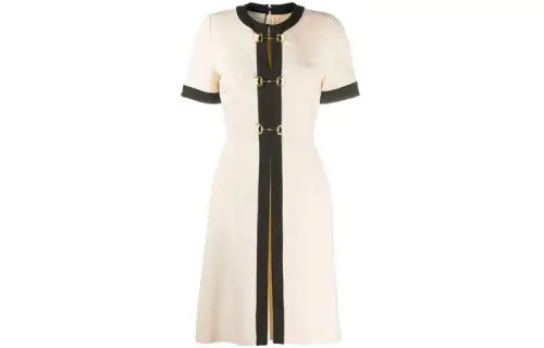 GUCCI SS21 Short Sleeved Dress Women's Beige