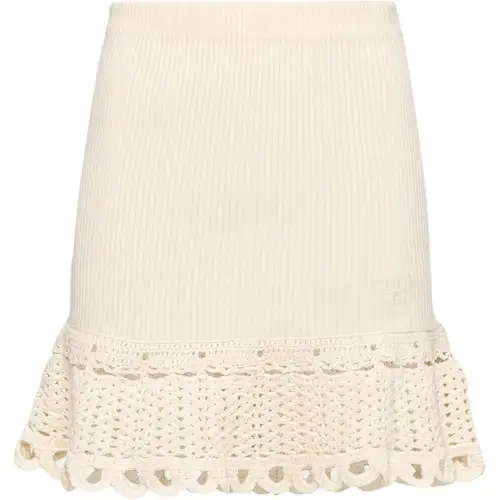 PRADA Knit Long Skirts Women's Ivory White Mid Length Other