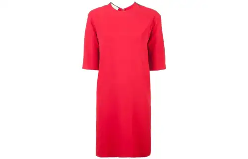 GUCCI Short Sleeved Dresses Women's Red Crew Neck Moderate Mid Length